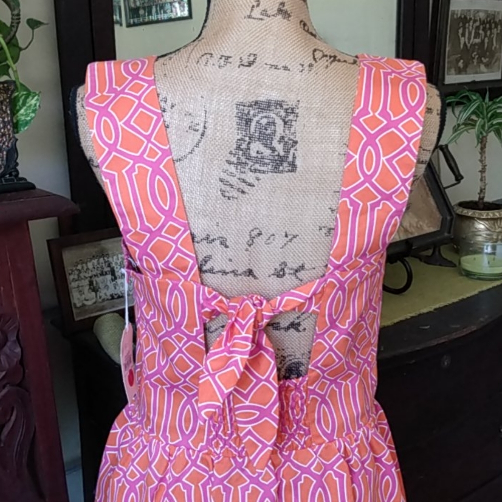 NWT MudPie Pink & Orange Open Back Charlotte Dress - Picture 4 of 10